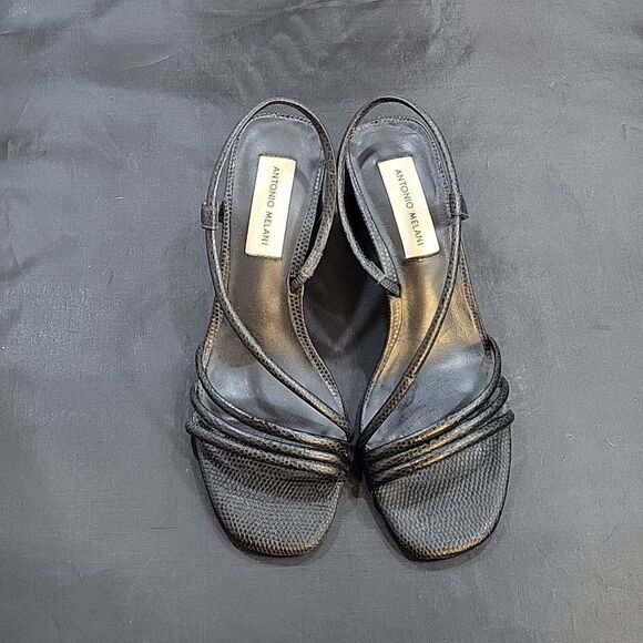 ANTONIO MELANI SQUARE TOE LOW BLOCK HEEL SANDAL - Picture 2 of 15